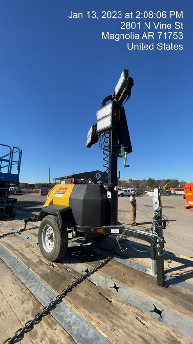 2022 Allmand NLV3GR (4) LED Light Fixture 350W, 23' Vertical Mast, 3kW Prime, Towable, Deep Sea L401, Leveling Jacks, Yanmar T4F 5.8hp