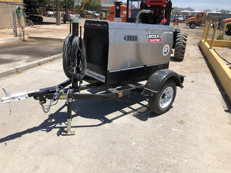 2018 Lincoln Electric Vantage 322 Welder Ready-Pak 3, Two wheel trailer, Fender and Light kit, Cable Rack