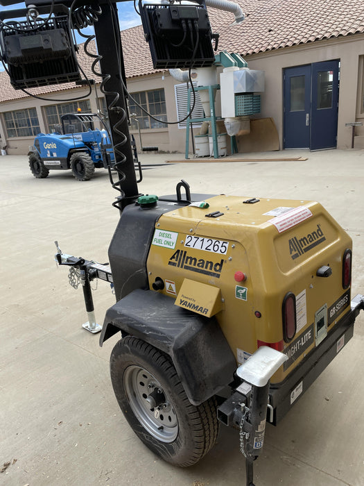 2022 Allmand NLV3GR (4) LED Light Fixture 350W, 23' Vertical Mast, 3kW Prime, Towable, ES Decals, T3