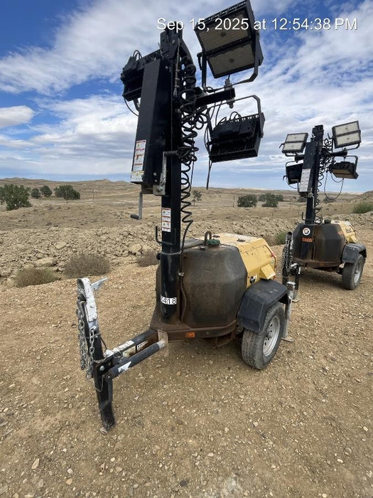 2022 Allmand NLV3GR (4) LED Light Fixture 350W, 23' Vertical Mast, 3kW Prime, Towable, Deep Sea L401, Leveling Jacks, Yanmar T4F 5.8hp