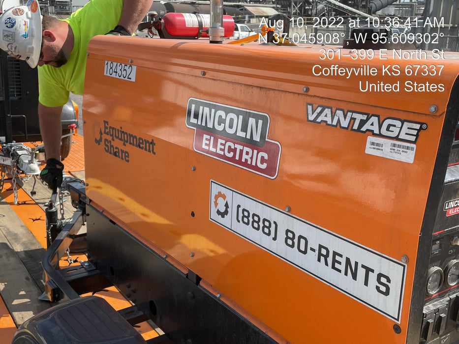 2021 Lincoln Electric Vantage 322 Vantage 322 Ready Pak 3 w/ Decals, ORANGE (includes trailer, cable rack, fender light kit) NO Telematics