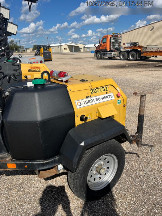 2022 Allmand NLV3GR (4) LED Light Fixture 350W, 23' Vertical Mast, 3kW Prime, Towable, Deep Sea L401, Leveling Jacks, Yanmar T4F 5.8hp