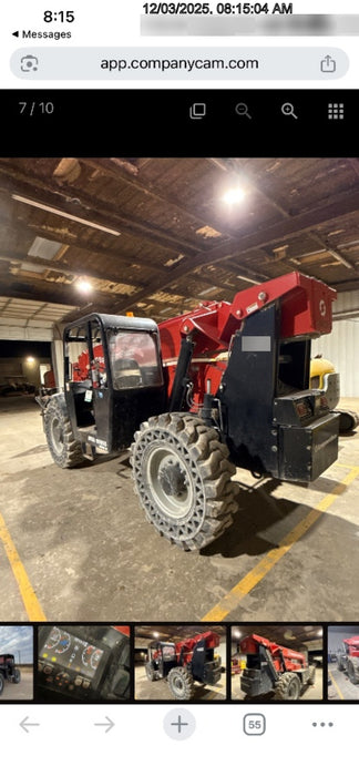 2019 Manitou MTA10055 Canopy, 120 HP, Solid Tires, Work Lights, Lift Hook, Auxiliary Hydraulics 66" Carriage and 60" Forks