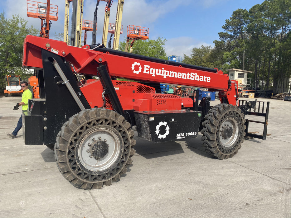 2019 Manitou MTA10055 Canopy, 120 HP, Solid Tires, Work Lights, Lift Hook, Auxiliary Hydraulics 66" Carriage and 60" Forks
