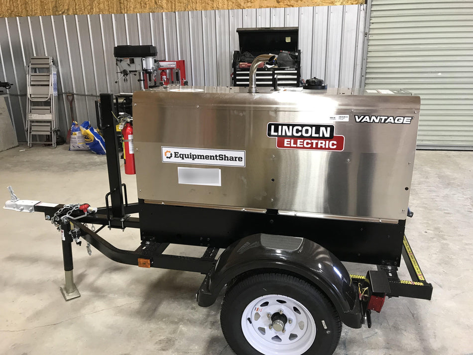 2019 Lincoln Electric Vantage 322 Welder Ready-Pak 3, Two wheel trailer, Fender and Light kit, Cable Rack