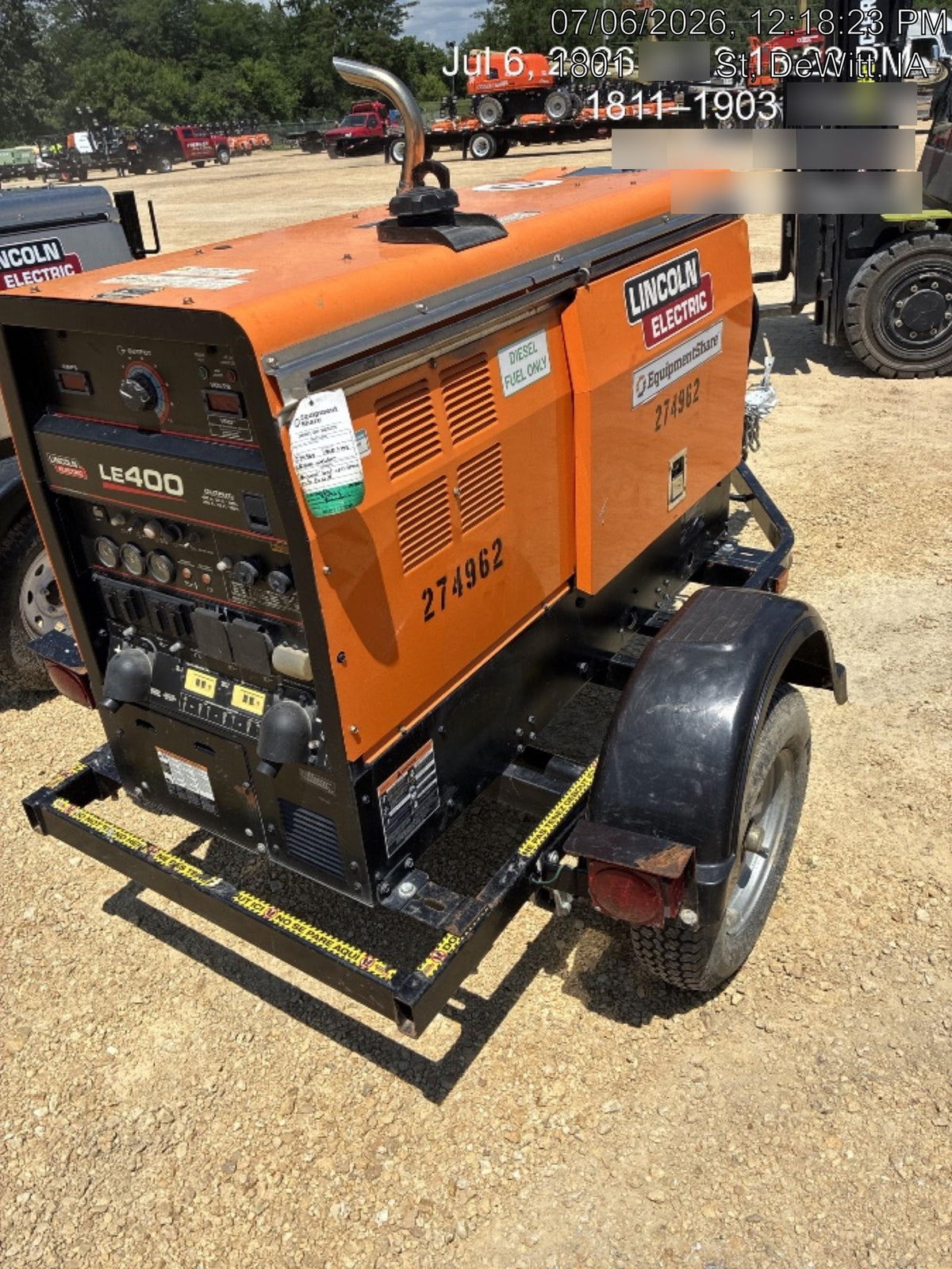 2022 Lincoln Electric LE400 Kubota V1505, Trlr, Cable Rack, Light Kit, ES Decals, T3