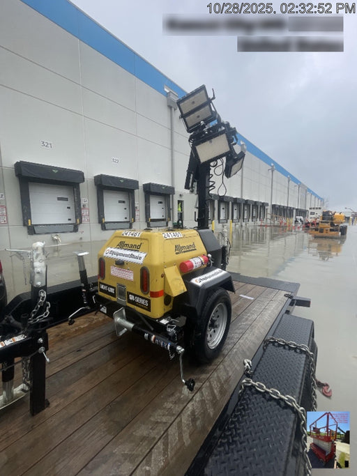 2022 Allmand NLV3GR (4) LED Light Fixture 350W, 23' Vertical Mast, 3kW Prime, Towable, Deep Sea L401, Leveling Jacks, Yanmar T4F 5.8hp