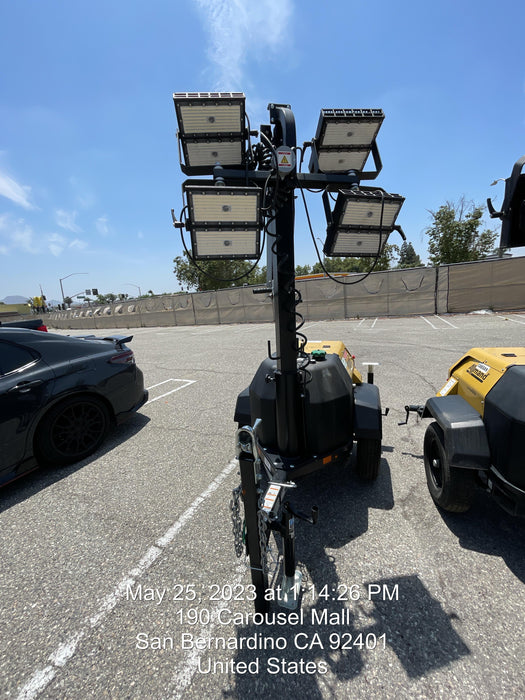 2022 Allmand NLV3GR (4) LED Light Fixture 350W, 23' Vertical Mast, 3kW Prime, Towable, ES Decals, T3