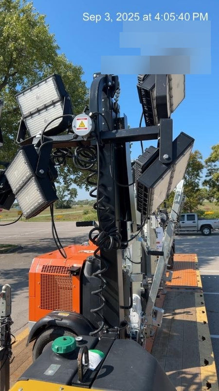 2022 Allmand NLV3GR (4) LED Light Fixture 350W, 23' Vertical Mast, 3kW Prime, Towable, Deep Sea L401, Leveling Jacks, Yanmar T4F 5.8hp