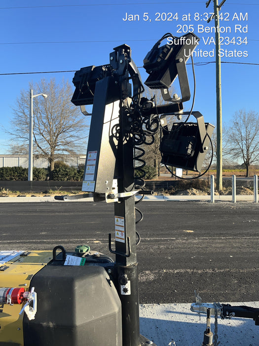 2021 Allmand NLV3GR (4) LED Light Fixture 350W, 23' Vertical Mast, 3kW Prime, Towable, Deep Sea L401, Leveling Jacks, Yanmar T4F 5.8hp