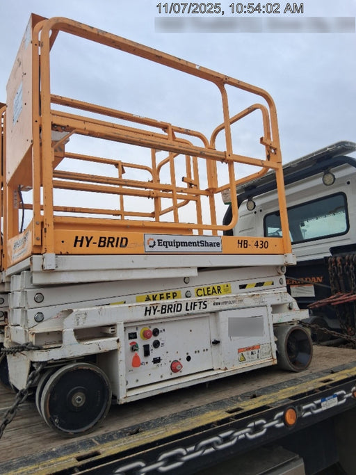 Custom Equipment HB-1430 Hy-Brid Scissor Lift
Platform capacity up to 670 lbs
Working height up to 20 ft
Weighs under 1,700 lbs
Non-marking wheels