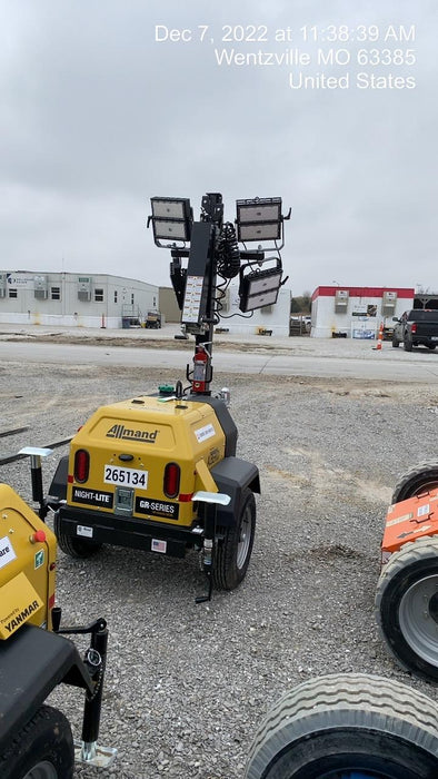 2022 Allmand NLV3GR (4) LED Light Fixture 350W, 23' Vertical Mast, 3kW Prime, Towable, ES Decals, T3