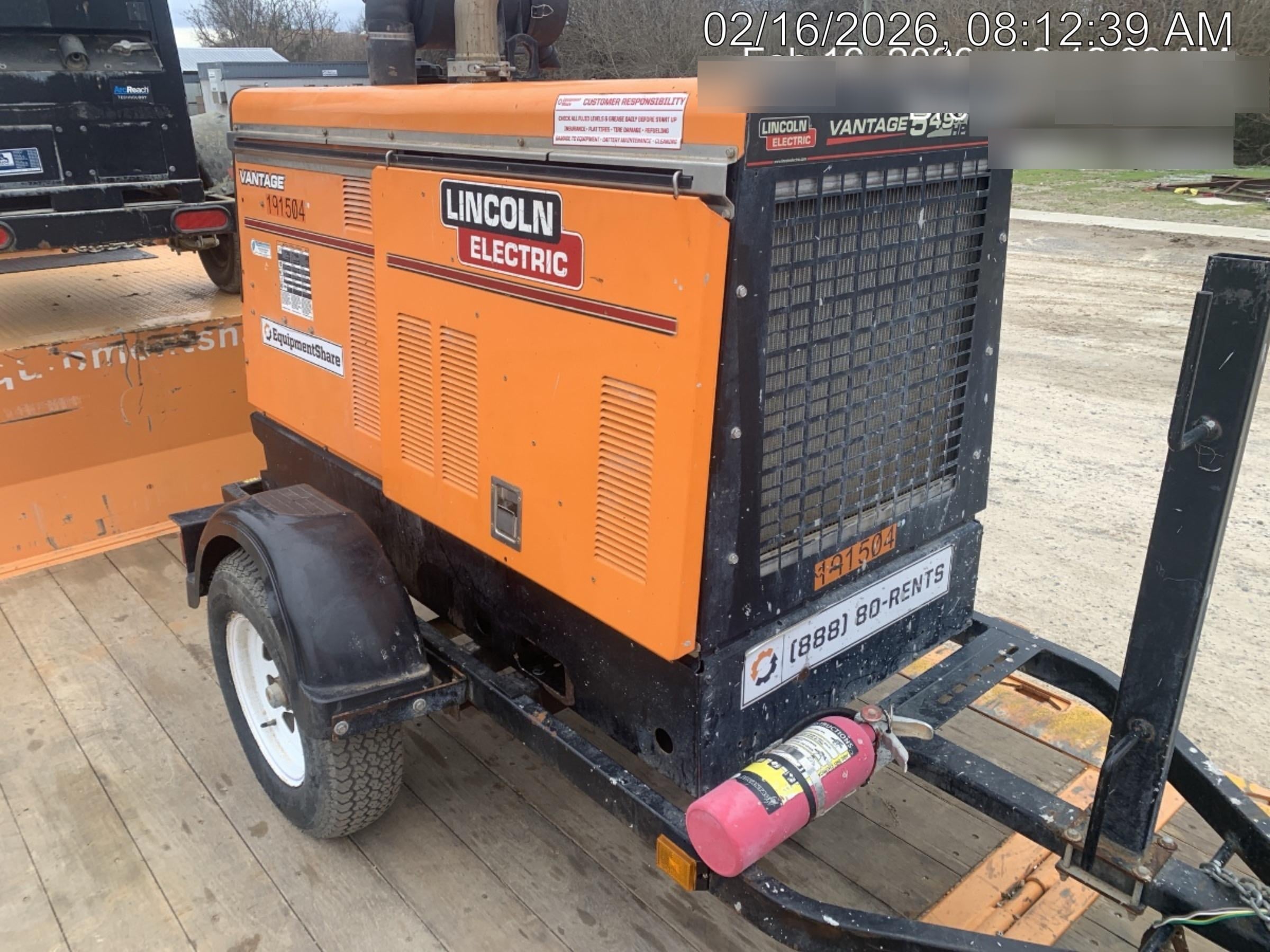 2021 Lincoln Electric Vantage 549X Ready Pak 3, ORANGE (includes trailer, cable rack, fender light kit)
