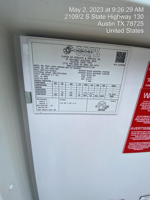 2023 CAPS PAHV-140TC-0NN0NN-5E5-P2-VG2CEUP