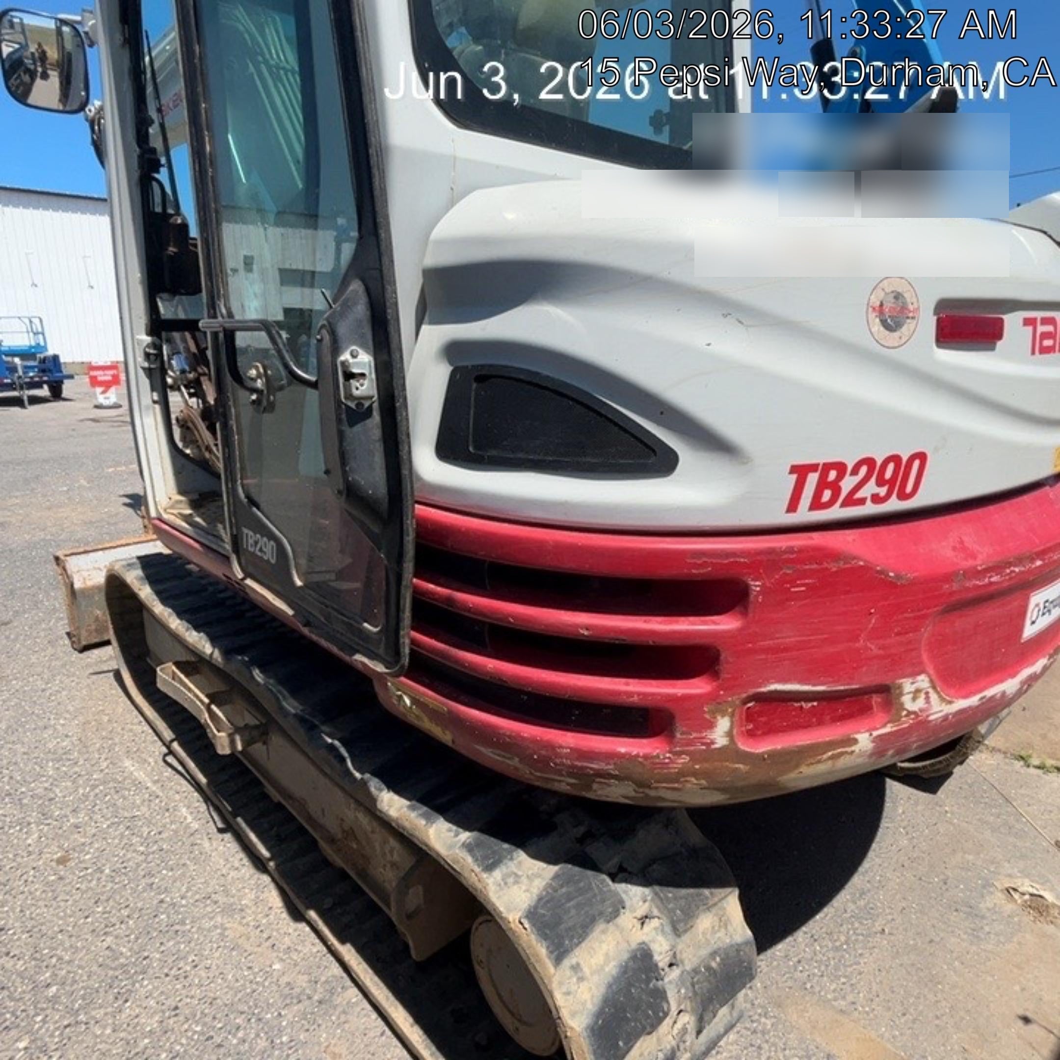 2019 Takeuchi TB290 Cab/Heat/AC Rubber tracks, Dozer blade, Travel alarm, Auxiliary hydraulics Manual QC, Hydraulic thumb, 18", 24", and 36" Buckets