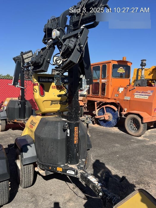 Allmand NLV3GR (4) LED Light Fixture 350W, 23' Vertical Mast, 3kW Prime, Towable, Deep Sea L401, Leveling Jacks, Yanmar T4F 5.8hp