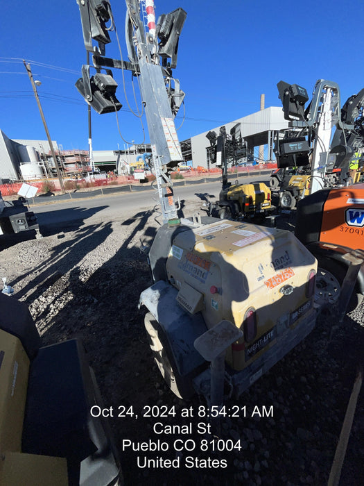 2022 Allmand NLV3GR (4) LED Light Fixture 350W, 23' Vertical Mast, 3kW Prime, Towable, ES Decals, T3