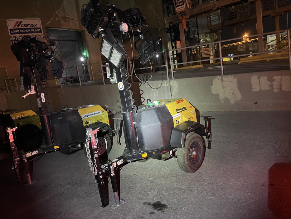 2022 Allmand NLV3GR (4) LED Light Fixture 350W, 23' Vertical Mast, 3kW Prime, Towable, ES Decals, T3