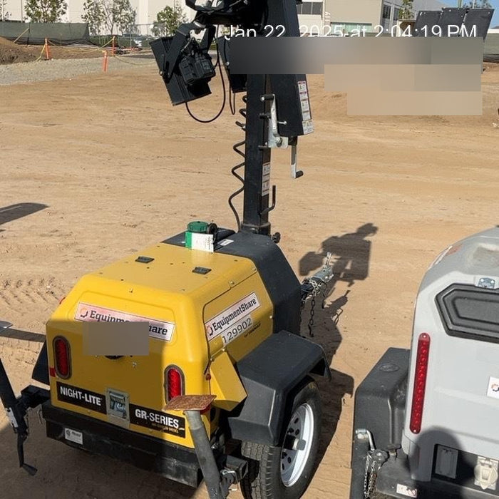 2021 Allmand NLV3GR (4) LED Light Fixture 350W, 23' Vertical Mast, 3kW Prime, Towable, Deep Sea L401, Leveling Jacks, Yanmar T4F 5.8hp