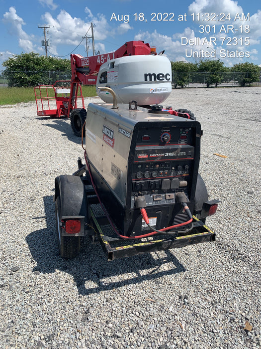 2019 Lincoln Electric Vantage 322 Ready-Pak 3, Two Wheel Trailer, Fender and Light Kit, Cable Rack