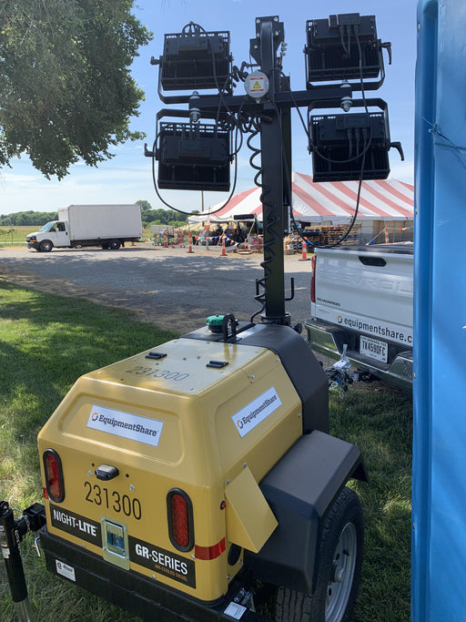 2022 Allmand NLV3GR (4) LED Light Fixture 350W, 23' Vertical Mast, 3kW Prime, Towable, Deep Sea L401, Leveling Jacks, Yanmar T4F 5.8hp