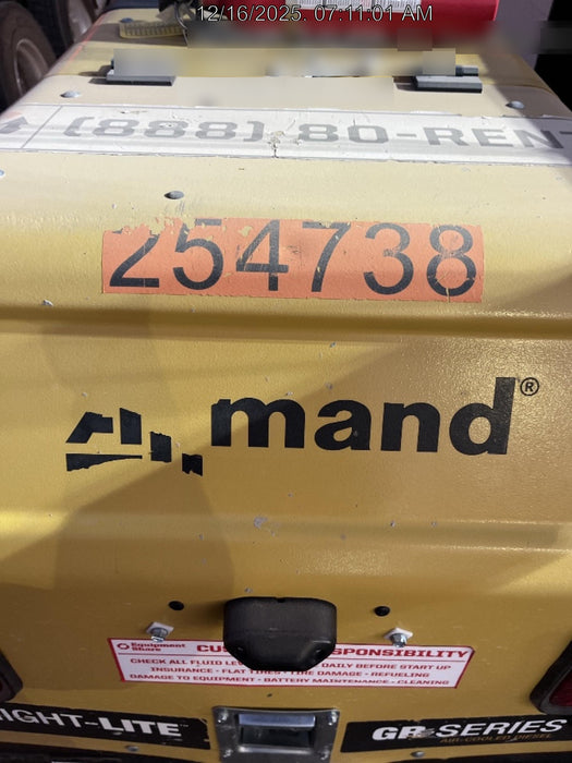 2022 Allmand NLV3GR (4) LED Light Fixture 350W, 23' Vertical Mast, 3kW Prime, Towable, ES Decals, T3