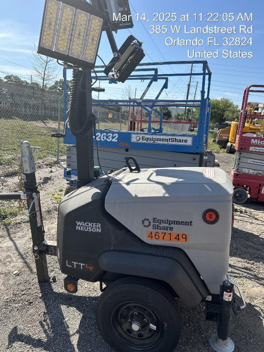 2024 Wacker Neuson LTT4 Diesel, Kohler KDW702, Deep Sea Controller, Auto Start, LED 320W, Bypass Outlet, T3