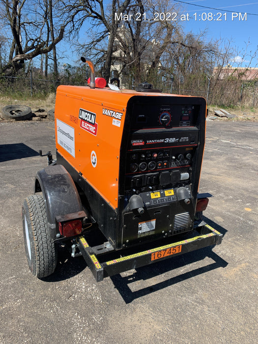 2021 Lincoln Electric Vantage 322 Vantage 322 Ready Pak 3 w/ Decals, ORANGE (includes trailer, cable rack, fender light kit) NO Telematics