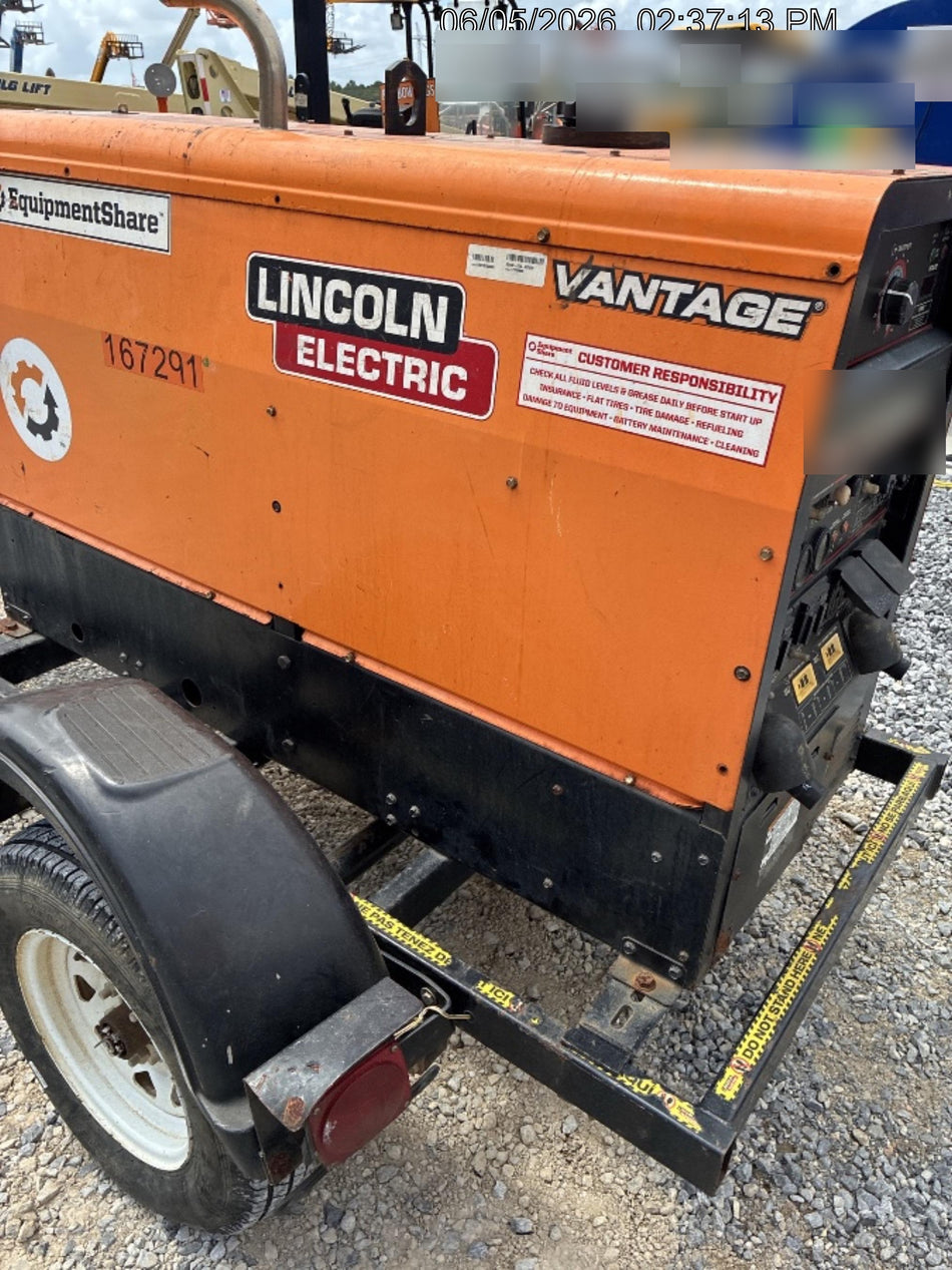 2021 Lincoln Electric Vantage 322 Vantage 322 Ready Pak 3 w/ Decals, ORANGE (includes trailer, cable rack, fender light kit) NO Telematics