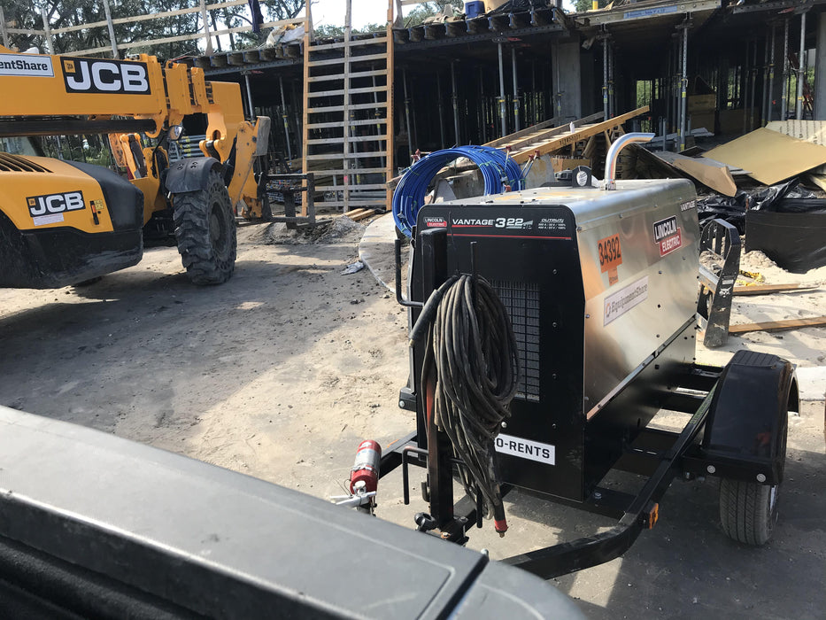 2019 Lincoln Electric Vantage 322 Welder Ready-Pak 3, Two wheel trailer, Fender and Light kit, Cable Rack