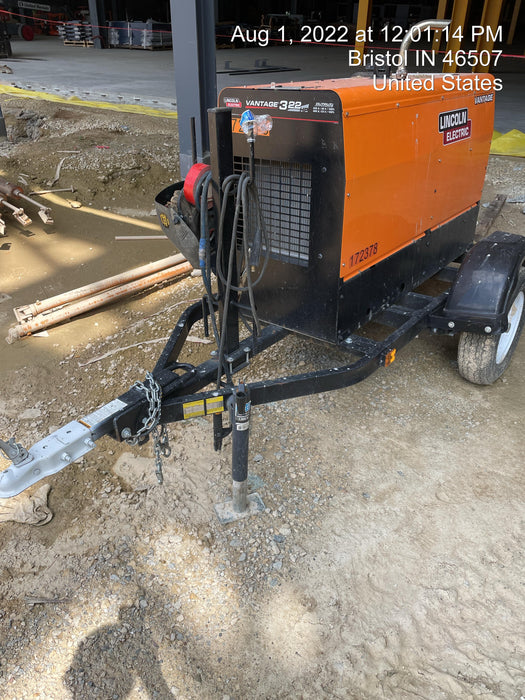 2021 Lincoln Electric Vantage 322 Vantage 322 Ready Pak 3 w/ Decals, ORANGE (includes trailer, cable rack, fender light kit) NO Telematics