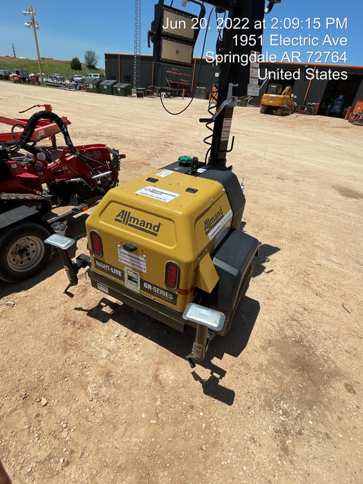 2022 Allmand NLV3GR (4) LED Light Fixture 350W, 23' Vertical Mast, 3kW Prime, Towable, Deep Sea L401, Leveling Jacks, Yanmar T4F 5.8hp