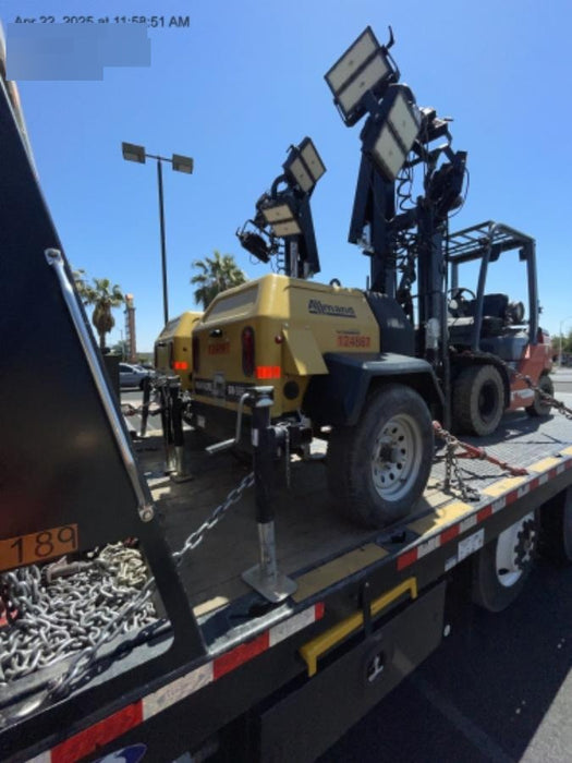 Allmand NLV3GR (4) LED Light Fixture 350W, 23' Vertical Mast, 3kW Prime, Towable, Deep Sea L401, Leveling Jacks, Yanmar T4F 5.8hp