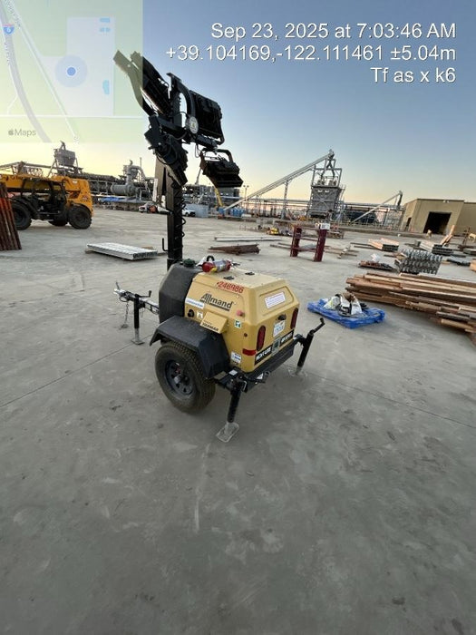 2022 Allmand NLV3GR (4) LED Light Fixture 350W, 23' Vertical Mast, 3kW Prime, Towable, Deep Sea L401, Leveling Jacks, Yanmar T4F 5.8hp