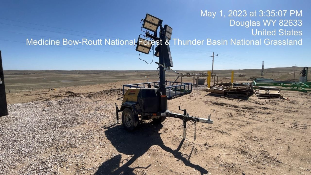 2022 Allmand NLV3GR (4) LED Light Fixture 350W, 23' Vertical Mast, 3kW Prime, Towable, ES Decals, T3