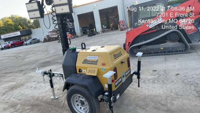 2022 Allmand NLV3GR (4) LED Light Fixture 350W, 23' Vertical Mast, 3kW Prime, Towable, Deep Sea L401, Leveling Jacks, Yanmar T4F 5.8hp