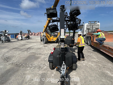 2021 Allmand NLV3GR (4) LED Light Fixture 350W, 23' Vertical Mast, 3kW Prime, Towable, Deep Sea L401, Leveling Jacks, Yanmar T4F 5.8hp