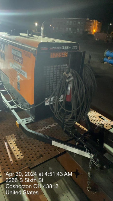 2021 Lincoln Electric Vantage 322 Vantage 322 Ready Pak 3 w/ Decals, ORANGE (includes trailer, cable rack, fender light kit) NO Telematics