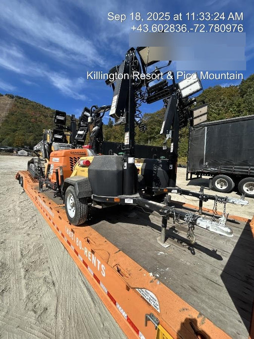 2021 Allmand NLV3GR (4) LED Light Fixture 350W, 23' Vertical Mast, 3kW Prime, Towable, Deep Sea L401, Leveling Jacks, Yanmar T4F 5.8hp