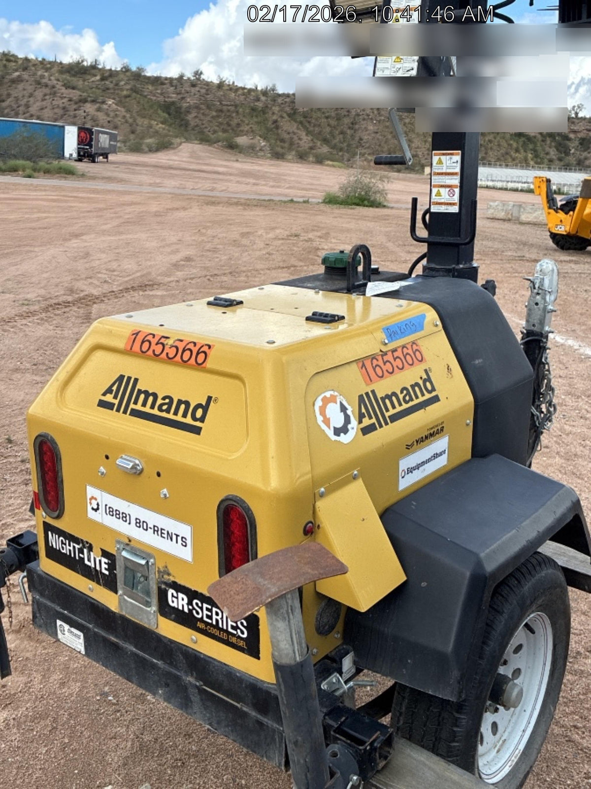 2021 Allmand NLV3GR (4) LED Light Fixture 350W, 23' Vertical Mast, 3kW Prime, Towable, Deep Sea L401, Leveling Jacks, Yanmar T4F 5.8hp