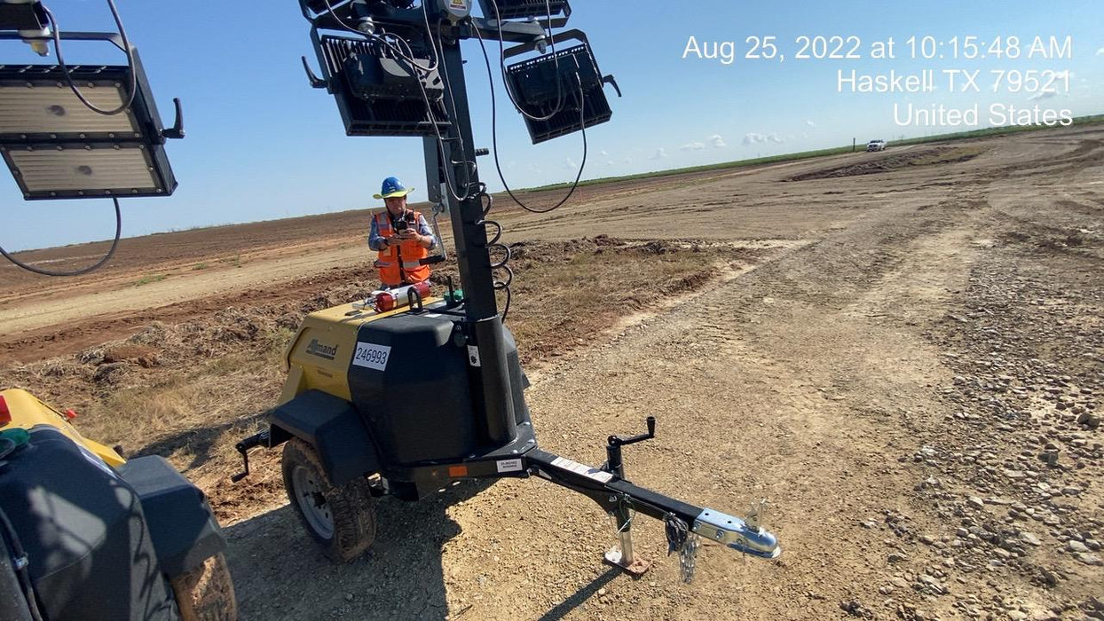 2022 Allmand NLV3GR (4) LED Light Fixture 350W, 23' Vertical Mast, 3kW Prime, Towable, ES Decals, T3