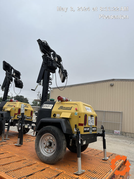 2022 Allmand NLV3GR (4) LED Light Fixture 350W, 23' Vertical Mast, 3kW Prime, Towable, Deep Sea L401, Leveling Jacks, Yanmar T4F 5.8hp