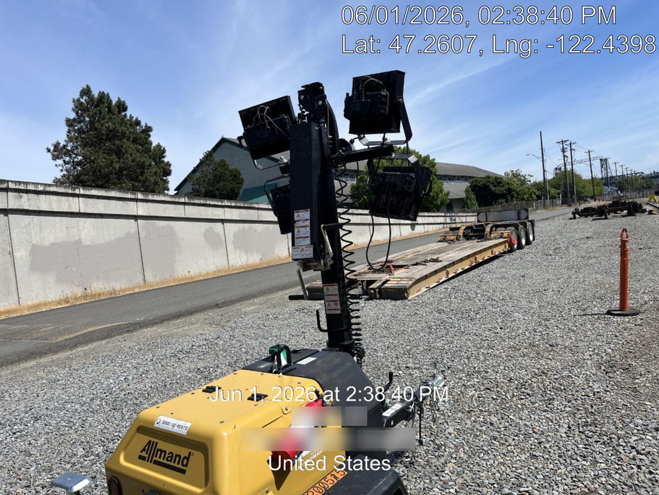 2022 Allmand NLV3GR (4) LED Light Fixture 350W, 23' Vertical Mast, 3kW Prime, Towable, Deep Sea L401, Leveling Jacks, Yanmar T4F 5.8hp