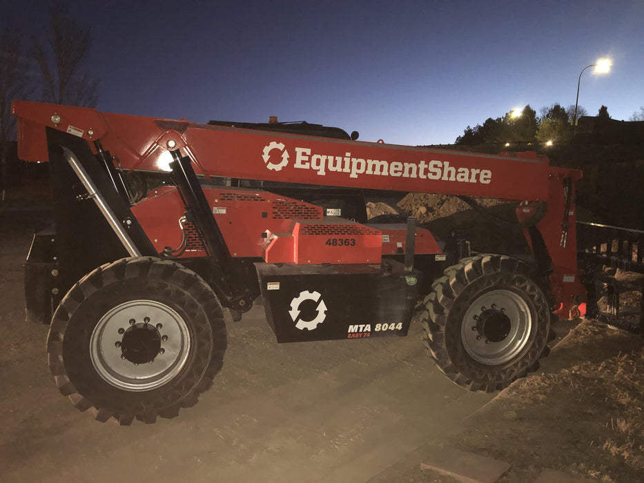2020 Manitou MTA8044 74hp T4F, Cab/Heat/Air, Cab and Boom LED work lights, Auxiliary Hydraulics, Solid Tires, Amber strobe, Lift Hook w/66" Carriage, 60" Forks