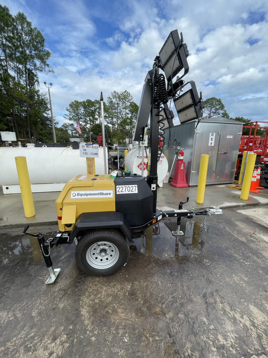 2022 Allmand NLV3GR (4) LED Light Fixture 350W, 23' Vertical Mast, 3kW Prime, Towable, Deep Sea L401, Leveling Jacks, Yanmar T4F 5.8hp