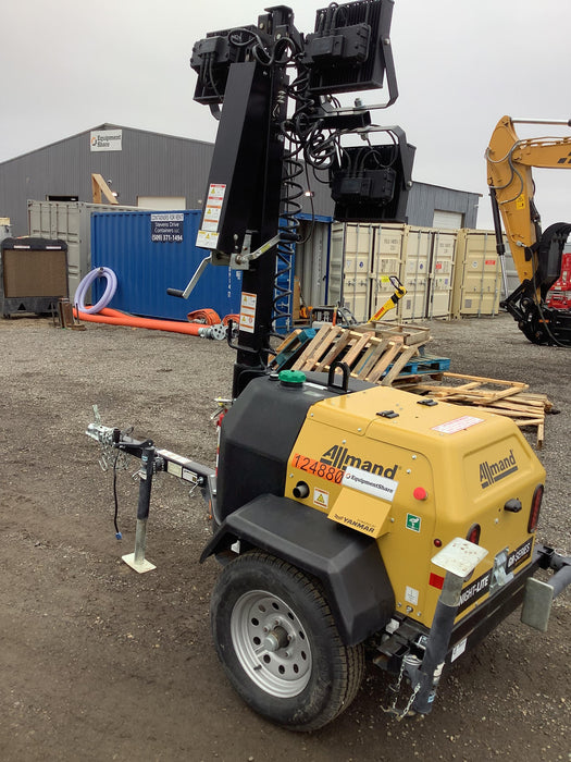 2020 Allmand NLV3GR (4) LED Light Fixture 350W, 23' Vertical Mast, 3kW Prime, Towable, Deep Sea L401, Leveling Jacks, Yanmar T4F 5.8hp