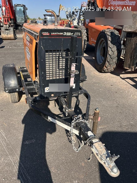 2021 Lincoln Electric Vantage 322 Vantage 322 Ready Pak 3 w/ Telematics & Decals, ORANGE (includes trailer, cable rack, fender light kit)
