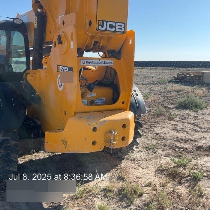 2019 JCB 512-56 Enclosed Cab, 109 HP, Solid Tires, Worklights, Beacon, Aux Hydraulics, Lifting Eye w/66" Carriage/60" Forks