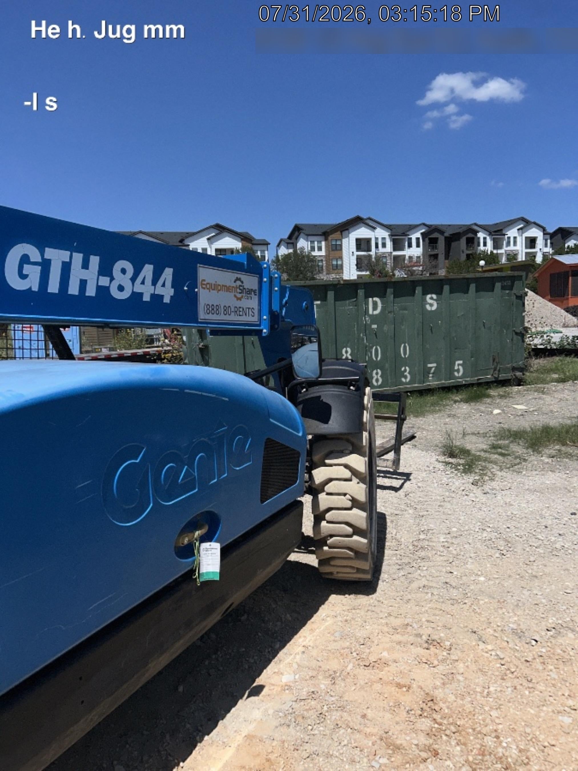 2017 Genie GTH-844 Diesel Engine, Solid Tires, 60" Carriage, Open ROPS