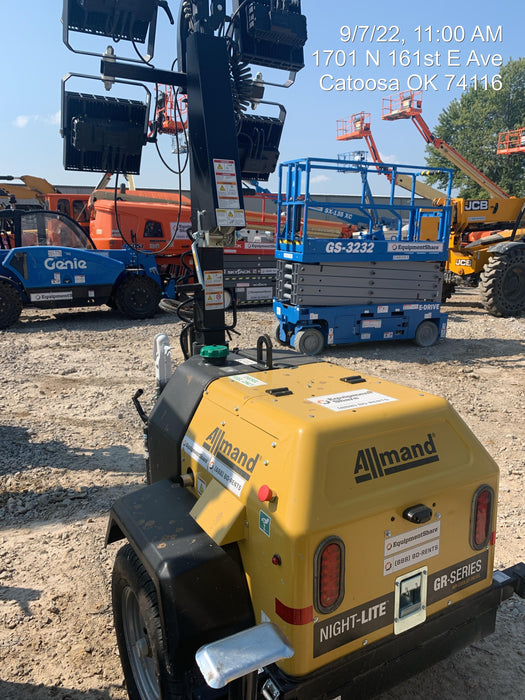 2022 Allmand NLV3GR (4) LED Light Fixture 350W, 23' Vertical Mast, 3kW Prime, Towable, Deep Sea L401, Leveling Jacks, Yanmar T4F 5.8hp